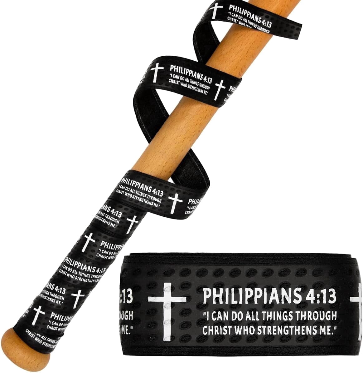 HomeJoy  Baseball Bat Grip Tapes, Faith Cross Bat Grip Tape, 1.5mm Precut and Full Adhesive Baseball Wrist Tape, Scripture Designs Non-Slip Religious Baseball Grip Tapes for Sports
