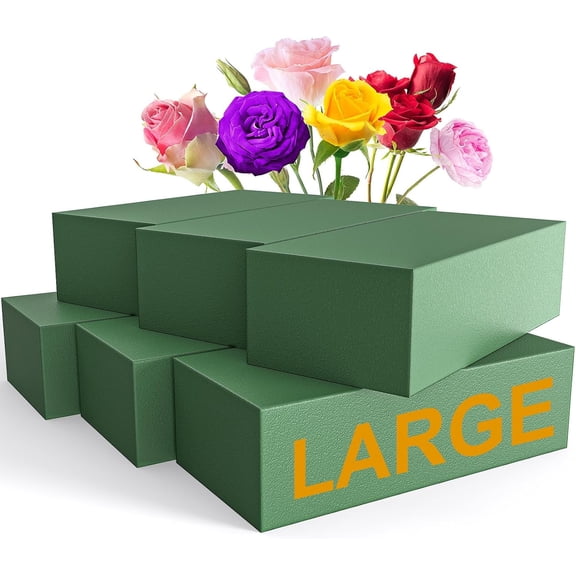 HomeJoy New 6 Pack Large Floral Flower Foam Blocks, Green Plant Foam for Flower Arrangements, Wet & Dry Florist Foam Styrofoam for Fresh and Artificial Flowers (7.5"L X 3.5"W X 2"H)