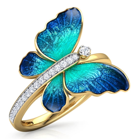 HomeKingdee 1 Pc Ladies Fashion Alloy Multicolor Diamond Ring - Fashion Jewelry Ornament Accessory for Women