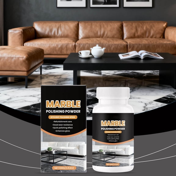 HomeKingdee 100g Marble Polish Powder - Kitchen & Bathroom Countertop Cleaner for Stain Removal and Shine Restoration