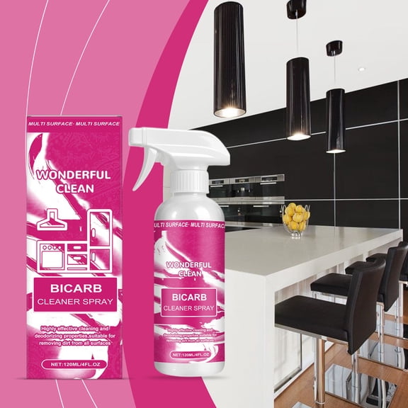 HomeKingdee 120ml Baking Soda Cleaning Spray - Effortlessly Removes Stubborn Grease & Eliminates Odors, All-Purpose Kitchen & Bathroom Degreaser for Countertops, Stovetops, Sinks