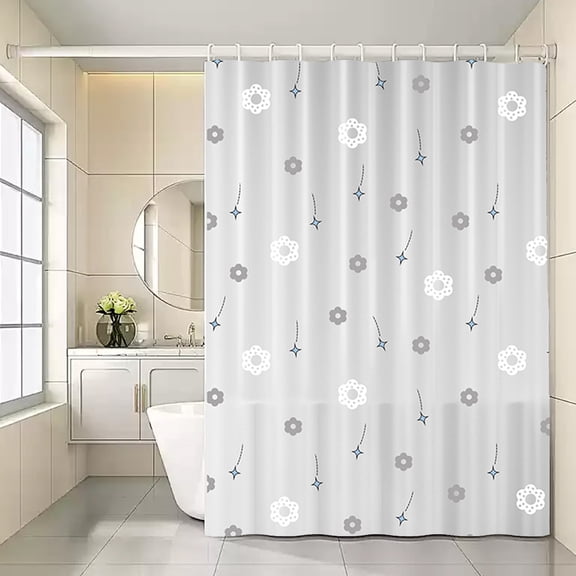 HomeKingdee 14 Pcs Thickened Polyester Shower Curtain Set - Waterproof Punch-Free Bathroom Partition Curtain with Rod for Hotel Bathroom