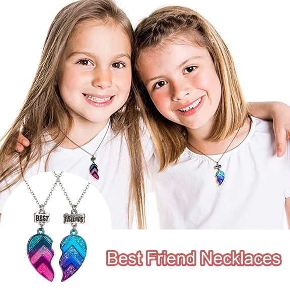 HomeKingdee 2 Pcs Best Friend Half Heart Necklaces - Creative and Stylish Alloy BFF Necklaces for Gifts, Birthdays, Travel