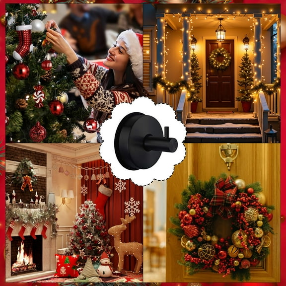 HomeKingdee 2 Pcs Heavy Duty Suction Cup Hooks - No Drill 304 Stainless Steel Wall Hooks for Door Wreaths, Shower, Bathroom Towels & Christmas Decorations