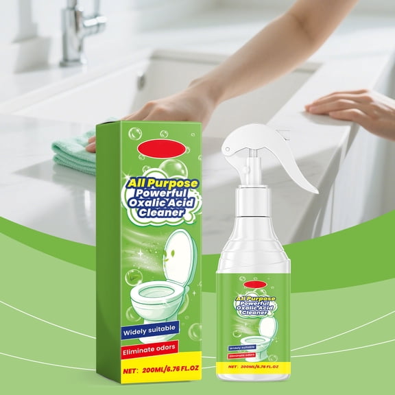 HomeKingdee 200ml Multi-Purpose Indoor Cleaning Spray - Powerful Stain Remover with Oxalic Acid, Odor Eliminator for Kitchen, Bathroom, Tile, Glass Surfaces, 6.76 fl oz Household Cleaning Solution