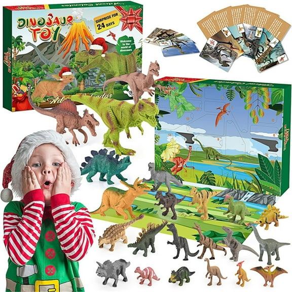 HomeKingdee 2025 Dinosaur Advent Calendar for Kids - 20 Dinosaur Pull-Back Toy Cars with Scenery Map, Christmas Countdown Calendar for Boys Girls Ages 3+