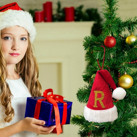 HomeKingdee 26 Letters Christmas Tree Hanging Ornaments - Personalized DIY Santa Hat Xmas Decorations for Indoor FestivalParty Tree Decor