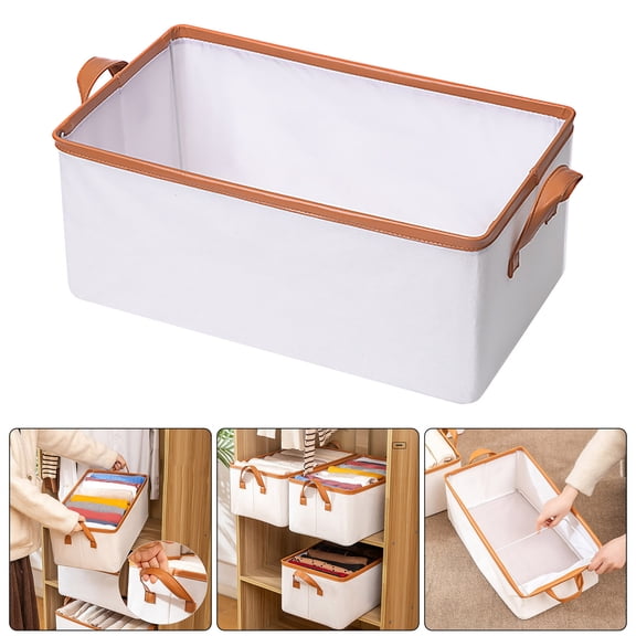 HomeKingdee 27L Foldable Storage Box, Medium Clothes Organizer with Layered Compartments - Cotton-Linen Fabric Drawer for Wardrobe & Seasonal Clothing