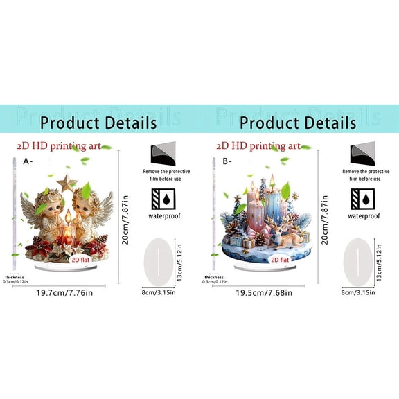 HomeKingdee 2D Acrylic Angel Standee - Playful Blowing Candles Festive Decor for Christmas, Birthday, Indoor Office Desk Decorations, Festive Party Supplies