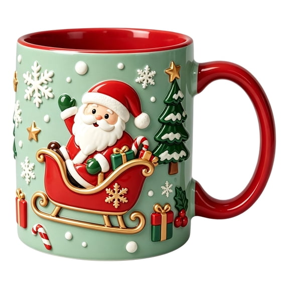 HomeKingdee 2D Santa Claus Ceramic Coffee Mug Festive Christmas Drinkware