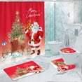 thumbnail image 1 of HomeKingdee 4 Pcs Merry Christmas Shower Curtain Sets with Non-Slip Bathroom Rugs, Lid Toilet Cover, Bath Mat, Shower Curtain Christmas Bathroom Decor, 1 of 4