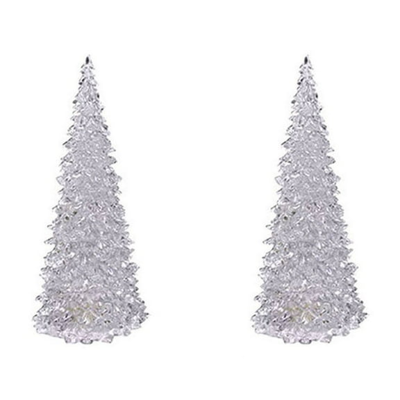 HomeKingdee 5 Pcs Christmas Tree Plastic Night Lights - 6.49 Inch Color Changing Slow Flashing LED Decorations with 7 Colors for Bedroom, Indoor, FestivalParty, Gift (Batteries Included)