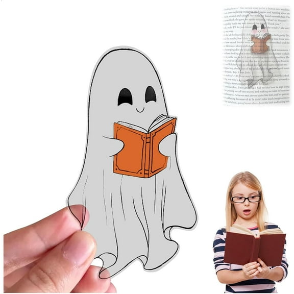HomeKingdee 5 Pcs Transparent Ghost Bookmarks for Reading - 2.36 Inch Cute Halloween Book Accessories Waterproof Durable Page Markers for Book Lovers, Students, Festival Gifts