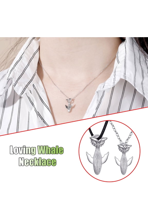 52Hz Whale Couple Necklace Silver-Plated-Toned Silver-Plated S925 Matching Pendant Set for Men and Women - Romantic Gift for Anniversary Valentine's Day Couples