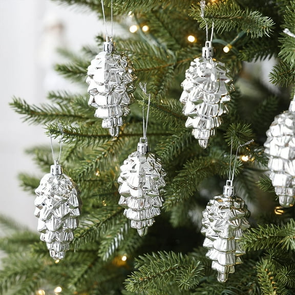 HomeKingdee 6 Pcs Pinecone Christmas Ornaments Unique Shape Tree Decor, Plastic Hanging Pendants for Christmas