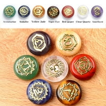 HomeKingdee 7 Pcs Natural Clear Quartz Crystal Stones - Round Carved Mixed Color Healing Stones for Yoga, Chakra Balancing, Spiritual Gifts, Indoor Decor