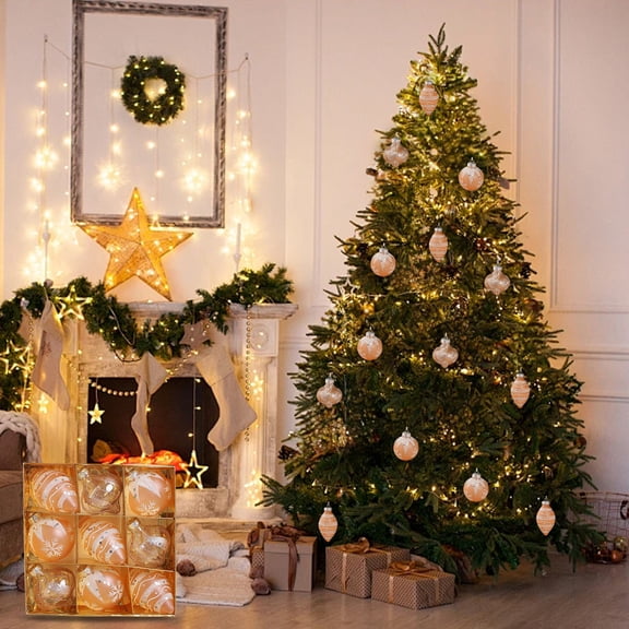 HomeKingdee 9 Pcs Christmas Decorative Balls - Hanging Ornaments with Hanging Loops for Christmas Tree, FestivalParty, Wedding Ceiling Decorations