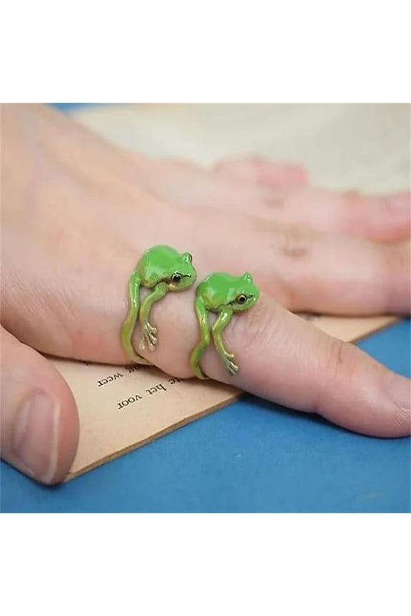 Adjustable Tree Frog Ring for Women - Cute Frog Design with Big Eyes Colorful Fashion Jewelry for Daily Wear and Unique Gifts