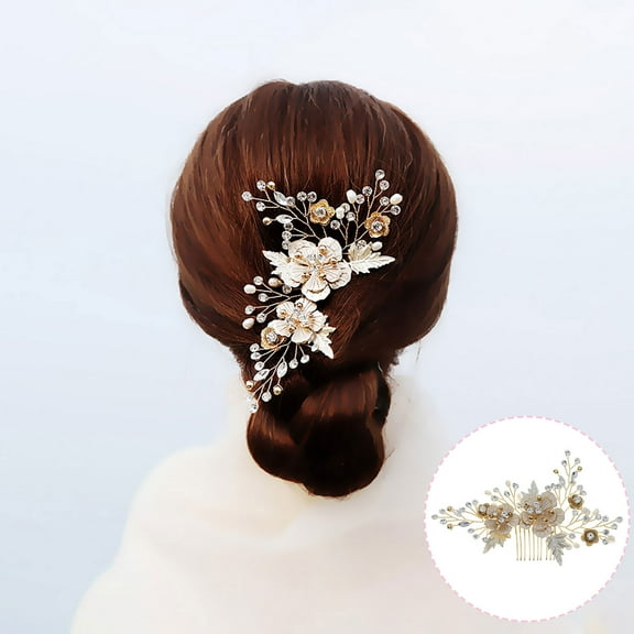 HomeKingdee Alloy Pearl Handmade Hair Comb - Bridal Wedding Crystal Hair Accessories Pearl Pin Coil Hair Iron for Birthday Party Wedding Events