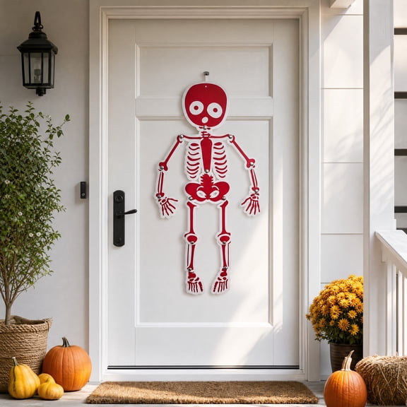 HomeKingdee Articulated DIY Human Skeleton Kit Red Paper Halloween Door Decor