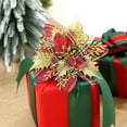 thumbnail image 1 of HomeKingdee Artificial Poinsettias Christmas Glitter Flowers with Clips Xmas Tree Flower Ornament Poinsettias Decor, 1 of 6
