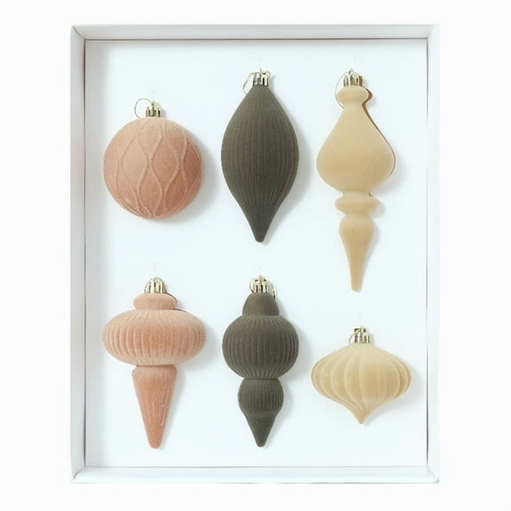 HomeKingdee Asymmetric Mocha Velvet Christmas Balls - Flocking Soft Touch Xmas Tree Ornaments for Festive Indoor Party Decorations