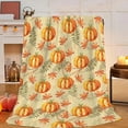 thumbnail image 1 of HomeKingdee Autumn Season Pumpkin Throw Blanket Fall Leaf Maple Wheat Harvest Fall Decor Beige Blanket Cozy Soft Lightweight Flannel Plush Blankets, 1 of 8