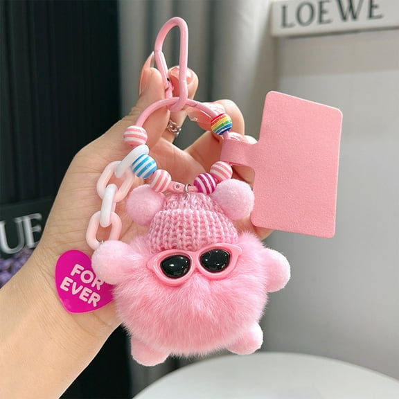 HomeKingdee Bead Bag Charm for Women, Bag Charm for Handbags Purse Tote Backpack, Plush Pompom Keychain, Phone Wrist Strap