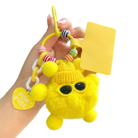 HomeKingdee Bead Bag Charm for Women, Bag Charm for Handbags Purse Tote Backpack, Plush Pompom Keychain, Phone Wrist Strap