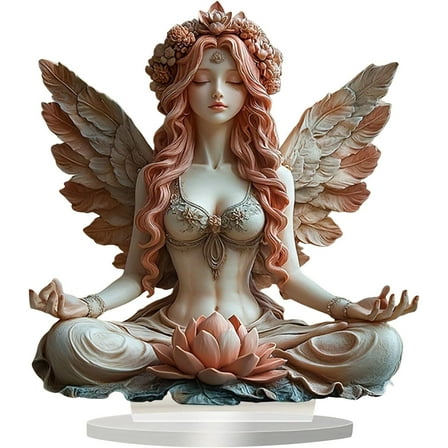 HomeKingdee Bohemian Sign Flower Fairy Desktop Ornaments 2D Flat Statue Figurine with Base Gifts for Bedroom Holiday Home Decoration