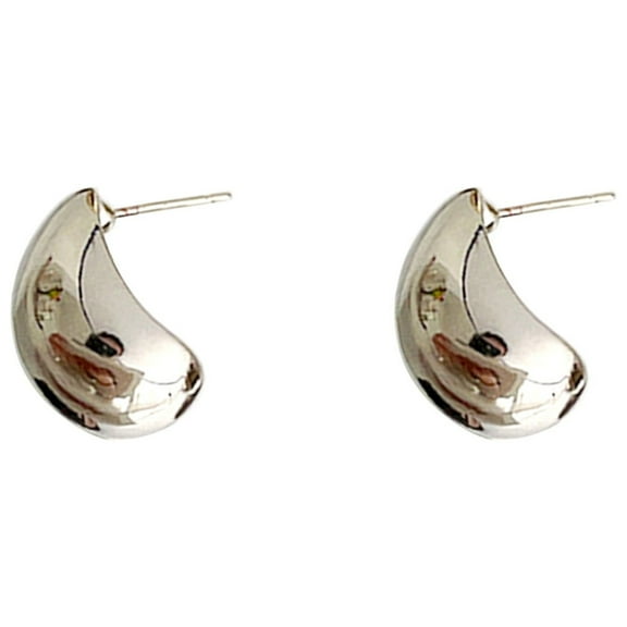 HomeKingdee C-shaped Bean Stud Earrings with 925 Silver Needle - Korean Minimalist Style Teardrop Rhinestone Earrings for Daily, Party, Special Occasions