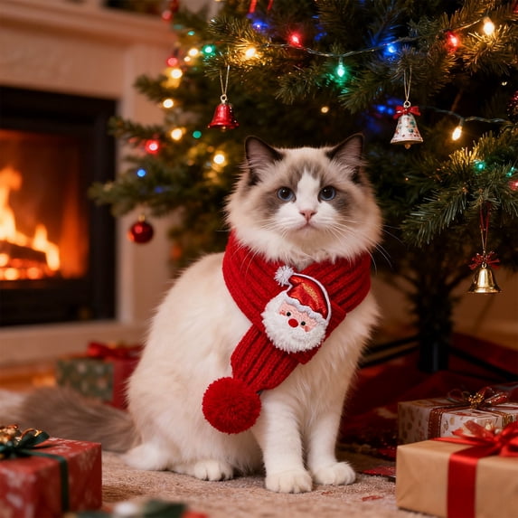 HomeKingdee Cat Christmas Scarf Pet Neck Warmer Apparel for Little Pets Dogs Cats
