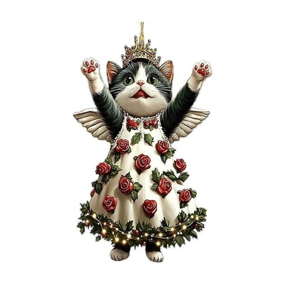 HomeKingdee Cat Decor,Cute Cat Christmas Tree Hanging Ornaments,Acrylic Flower Cats Christmas Tree Decorations Pendants for Backpacks Car Rearview,Funny Gifts