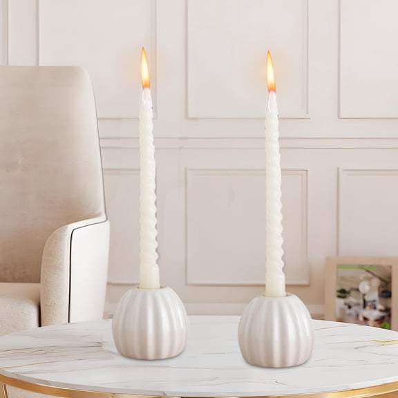 HomeKingdee Ceramic Candlestick and Aroma Diffuser - Modern Tabletop Indoor Decor with Matte Cream White Finish