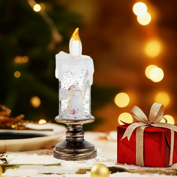 HomeKingdee Christmas Candle Battery Operated Lighted Flameless Candles Light Swirling Water Glittering Spinning Candles for Home Decoration