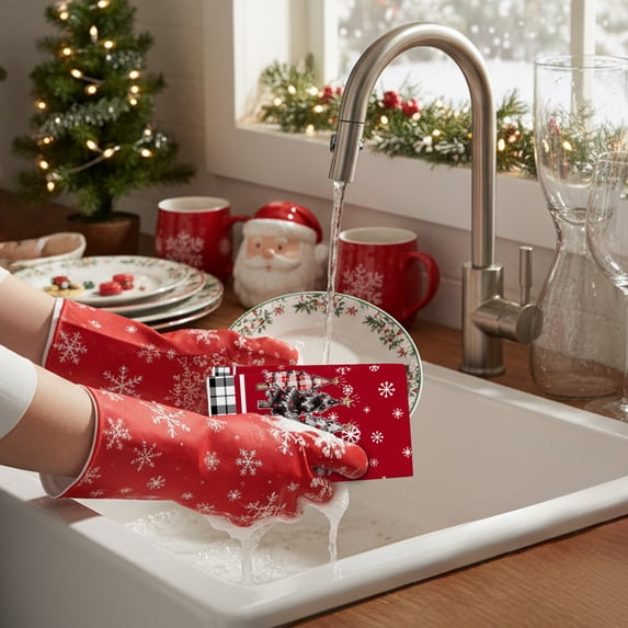 HomeKingdee Christmas Cat Kitchen Towels, Hand Towels for Bathroom, Gifts for Cat Lovers Women, Winter Dish Towels, Bathroom Kitchen Decor