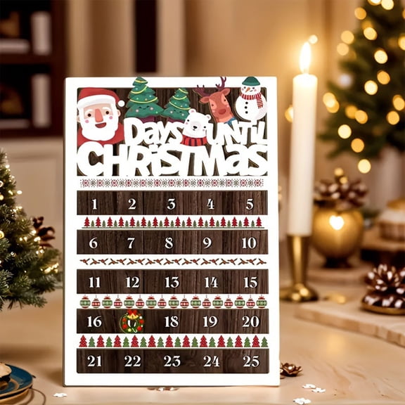 HomeKingdee Christmas Countdown Calendar 11.8x7.87 Inch Wooden Hanging Advent Decor, Reversible Block Style for Christmas Tree