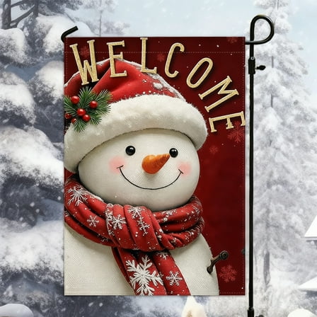 HomeKingdee Christmas Garden Flag Double-Sided 12x18 Inches Winter Holiday Outdoor Decoration- Durable Linen Yard Flag for Seasonal Front Porch and Fence Decor