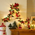 thumbnail image 1 of HomeKingdee Christmas Garland Christmas Decorations Pre-Lit Artificial Christmas Garland for Christmas Tree Fireplace Staircase Poinsettias Holly Leaves Red Berries, 1 of 7