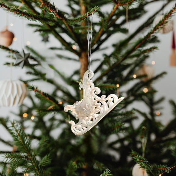 HomeKingdee Christmas Hanging Decoration White Plastic - Festive Home Party Decor for Christmas Tree, Exquisite Festive Gift (6x2.5x0.6in)