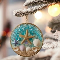HomeKingdee Christmas Ornament,Starfish and Shell Hanging Ornaments - Coastal Decor for Indoor, Beach Themed Christmas Tree Decorations, Nautical Gifts for Seaside Lovers