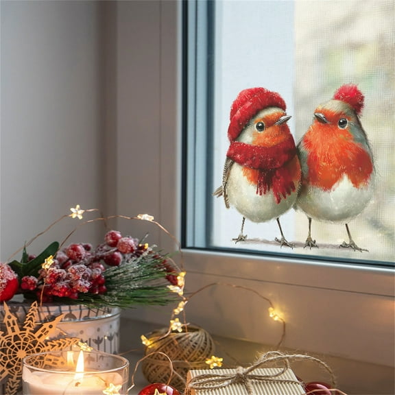 HomeKingdee Christmas PVC Decorative Stickers - Self-Adhesive Window Door Wall Stickers for Home Holiday Party Decorations (11x3x3 in)