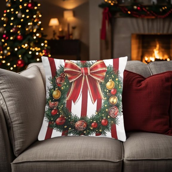 HomeKingdee Christmas Pillow Covers 18x18 Inches - Soft Cotton Festive Decorative Pillow Cases with Hidden Zipper for Home Sofa Bedroom Decor