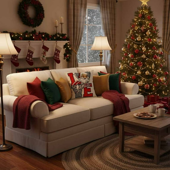 HomeKingdee Christmas Pillow Covers Decorative Winter Holiday Throw Pillows Christmas Decor Cushion Cases for Sofa Couch Home Décor, Pillowcases Farmhouse
