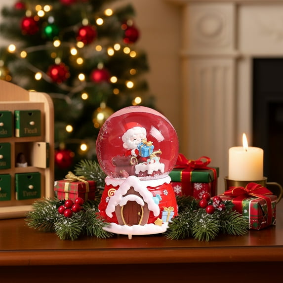 HomeKingdee Christmas Revolve Globe,Santa Claus Decorative Light,Musical Snow Globe with Music and Color Changing Lights
