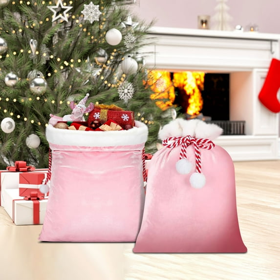 HomeKingdee Christmas Santa Sack,Jumbo Velvet Santa Gift Bags with Drawstring Plush Gift Bag for Christmas Gift Wrapping Home Decoration Supply