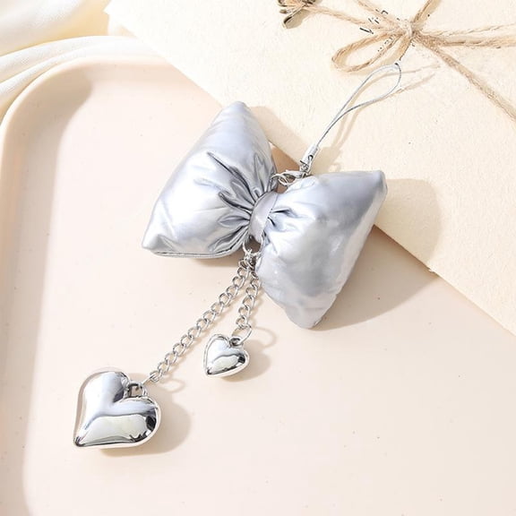 HomeKingdee Christmas Tree Artificial Leather Bow Pendant Decorations - 5.91 Inch Metallic Accent for Holiday & Daily Bag Accessories