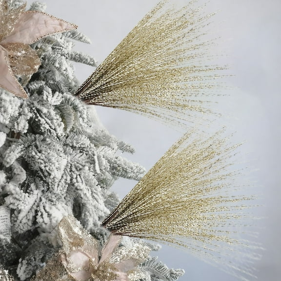 HomeKingdee Christmas Tree Branch Cuttings - Plastic Decorative Inserts for Artificial & Natural Trees | Foldable Holiday Decorations (Gold/White/Red/Green, 26.77×1.57×1.57in)