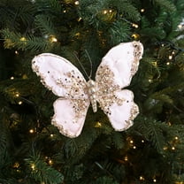 HomeKingdee Christmas Tree Fabric Sparkling Butterflies Ornaments With Metal Clips - Reusable Shiny Butterflies Decorations for Xmas Tree Wedding Festival Party Indoor Decoration Supplies