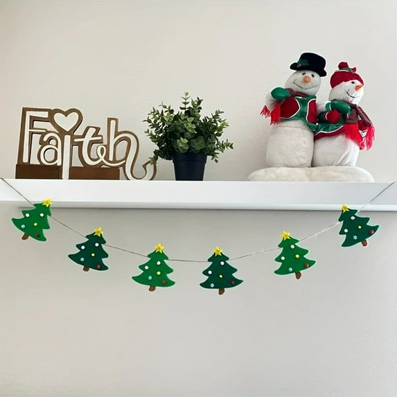 HomeKingdee Christmas Tree Felt Garland - Xmas Christmas Garland for Mantel, Christmas Ornaments Decoration, Merry Christmas Garland Fireplace Decor, Felt Christmas Decoration